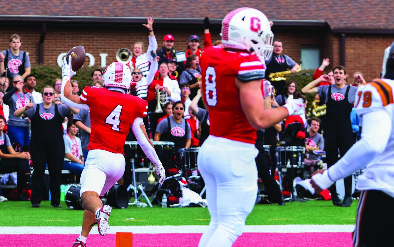 Junior Dominic DiNinno secured a pick six during the Oct. 10 match vs. Waynesburg.