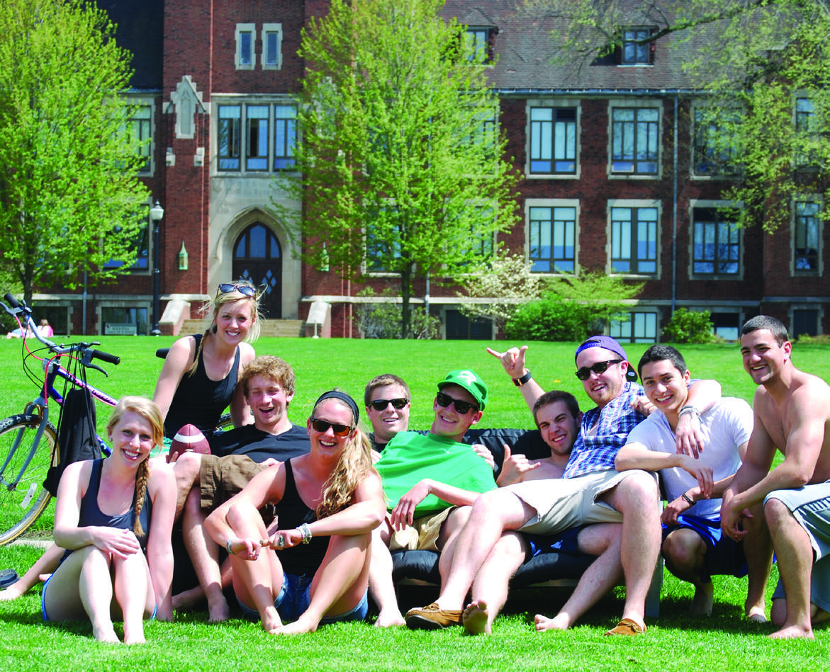Students pose on the quad in 2010.