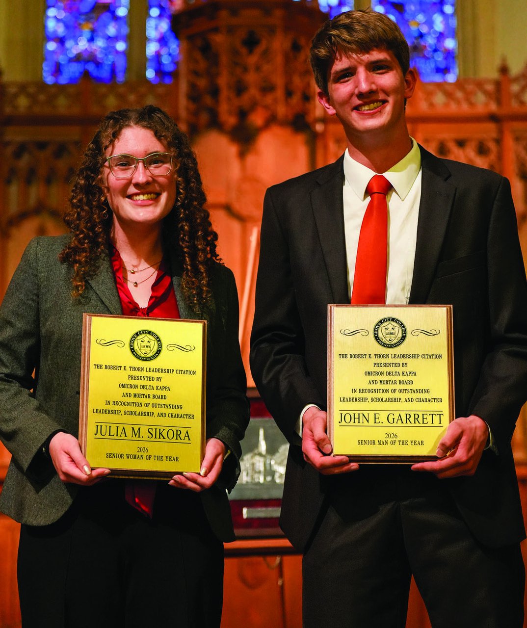 Julia Sikora and John Garrett were selected as the 2026 Senior Man and Woman of the Year.