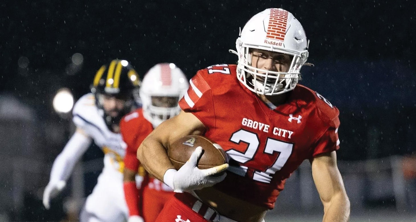 Linebacker Caleb Brubaker finds the ball and runs with it.