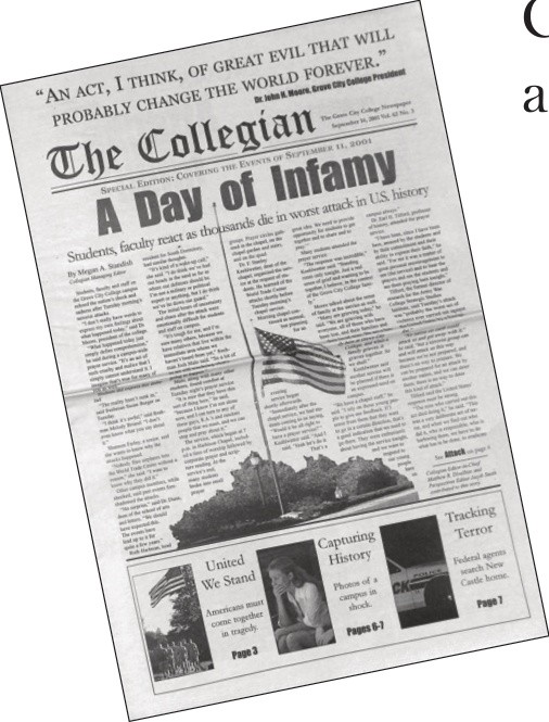 The Collegian’s front page after Sept. 11, 2001.